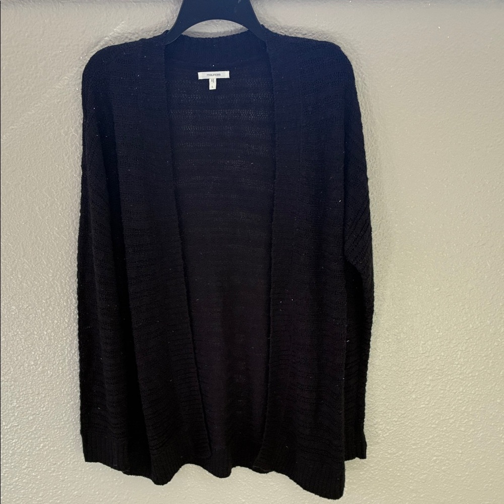 Maurices Black Open-Front Knit Cardigan